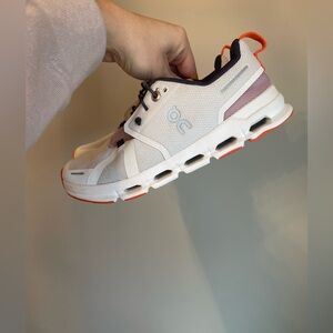 On Running Kids Sneakers  in White and Orange Accents